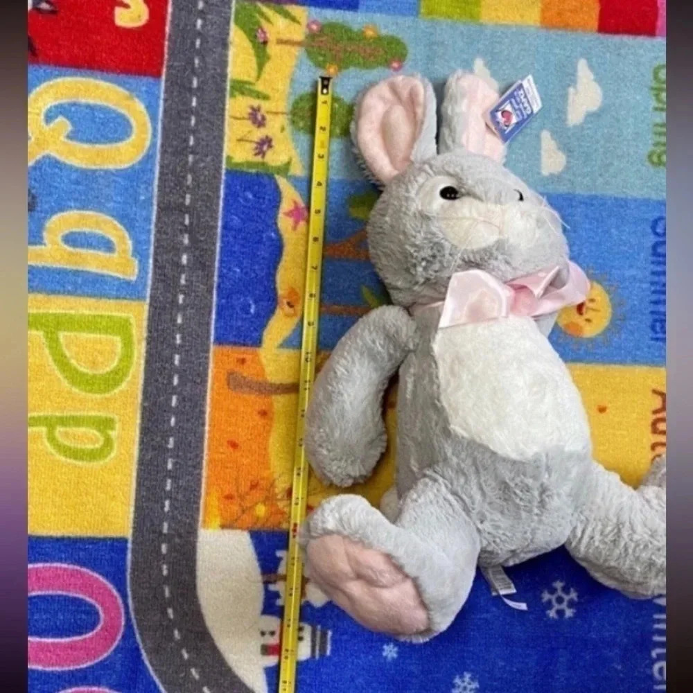 Ganz Hawthorne Rabbit Bunny Plush 18 Inch Gray White pink Easter Soft Cuddle